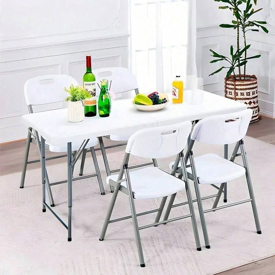 Mesa Plegable Portátil 1.2 Metros Exterior Jardín Multiusos Color Blanco - Blanco - Ver 1