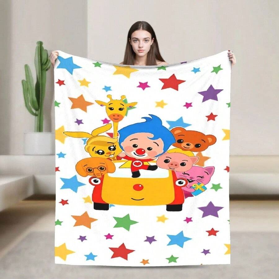 Soft Cozy Bedding Throws Travel Office Cute Cartoon P-Plim Blanket  Flannel Bedspread For Bedroom Novelty Sofa Bed Cover(13).Jpg - 白色 - 查看 1