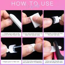 AORAEM White French Nail Tips 120 PCS Short French Style Acrylic Nail Tip 12 Sizes False Nails Clear And White Press On Nails For Women - trắng - Xem 4