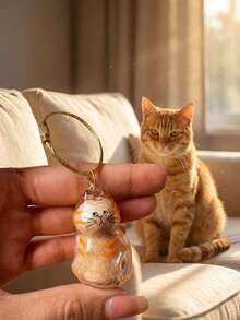 1pc Cute Transparent Glass Cat Keychain, Thick Tabby Kitten Bag Charm With Stylish Design, Creative Crystal Animal Keyring, Suitable For Decorating Car Keys, Backpacks And Wallets, A Sweet Gift For Cat Lovers - Multicolor - View 1