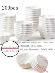 100/200/300 件一次性纸杯蛋糕垫，烘焙松饼杯托 - 純白紙托 - 查看 10