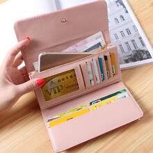 2026 Ny moderiktig lång plånbok för kvinnor, stor kapacitet, tunn läderplånbok med metalliskt kronmönster i rombmönster - Svart - Visa 3