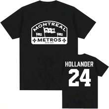 Shane Hollander 24 Montreal Metros Rivalry Graphic Tee, Unisex Loose Cotton T-Shirt, Streetwear Merchandise For Men And Women - Black - View 1