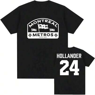 Shane Hollander 24 Montreal Metros Rivalry Graphic Tee, Unisex Loose Cotton T-Shirt, Streetwear Merchandise For Men And Women