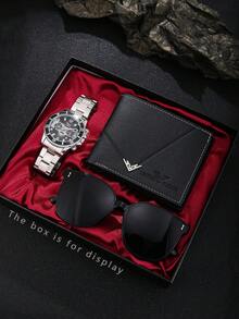 男士时尚奢华腕表三件套+时尚钱包，完美派对/节日礼物 - 彩色 - 查看 1