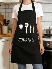 1. Durable Waterproof, Oil-Proof, Stain-Resistant Kitchen & Home Cooking Apron - Waterproof, Oil-Proof, With Pockets - Neutral Kitchen Set, Providing Fashionable Protection For Cooking Enthusiasts