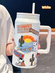 1pc Snoopy Large Capacity Insulated Tumbler, Portable Travel Cup, Stainless Steel Coffee Mug, High-Quality Stainless Steel Straw Water Bottle, Tea Cup 50OZ - Multicolor - View 14