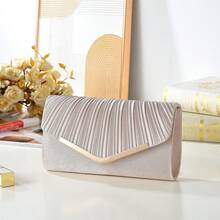 New Women Satin Pleated Minimalist Elegant Party Clutch Bag, Small Square Handbag