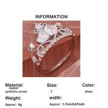 1 pieza Anillo blanco con diseño de corona, de moda y versátil, adecuado para el Día de San Valentín, citas, regalo de aniversario - Plateado - Ver 11