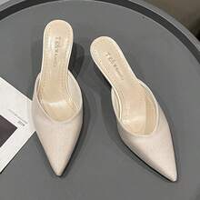2026 New Arrival Pointed Toe Slip-On Mule Sandals, High Heel Slippers For Women, Suitable For Early Spring - Apricot - View 10