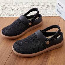 女士时尚凉鞋，夏季镂空网面鞋，简约闭趾拖鞋，软底休闲鞋 - 黑色 - 查看 4