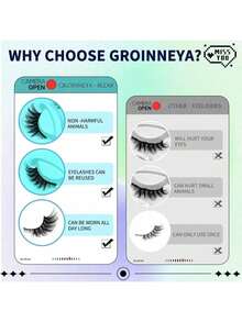 Lightweight European-Style Lashes, 3D Multi-Layered Stereoscopic Cat Eye Lashes, Natural Thick Mixed-Blood False Eyelashes, Realistic Full-Strip False Lashes. Long-Lasting Curl. Popular Cosmetic Item, Suitable For Christmas And Halloween Events. - Black - View 6