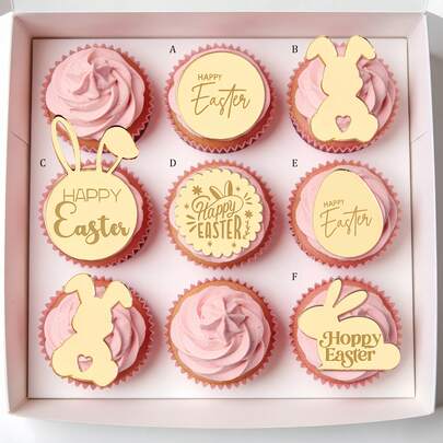 5个/10个/20个装复活节纸杯蛋糕装饰，复活节彩蛋和兔子装饰，节日派对生日蛋糕装饰