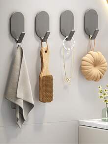 No Drilling Required Heavy Duty Adhesive Hooks. Suitable For Kitchen And Bathroom Wall Mounting. Made Of Stainless Steel Invisible Sticky Hooks. - Multicolor - View 1