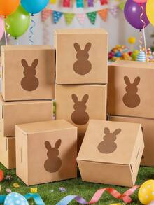 Easter Rabbit Window Gift Box, Kraft Paper Candy Box, Cupcake Paper Box, Rabbit Cookie Candy Box, Soft Spring Easter Gift Box, Easter Paper Container, Holiday Party Favor, Party Supplies - Multicolor - View 7