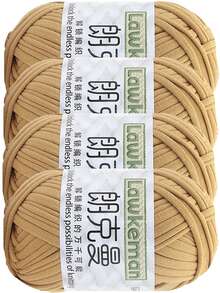 Lawkeman 4卷/400克高品质涤纶钩编/编织纱线，每卷30米 - 非常适合DIY项目，例如T恤、拖鞋、篮子、布条、手工包、玩具、鞋子、地毯、收纳篮等等。 - 彩色 - 查看 13