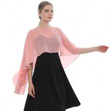 1pc Women's Chiffon Shawl, Lightweight Shrug For Evening Dress, Wedding Ceremony, Sun Protection, Elegant Wedding Capelet - Multicolor - View 9