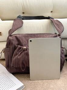 New Women's Multi-Pocket Shoulder Bag, Nylon Soft Casual Crossbody Bag, Large Capacity Versatile Handbag, Suitable For Back To School Season - Burgundy - View 9