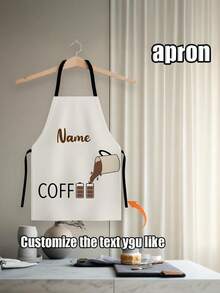 Customizable Kitchen Apron With Your Favorite Name And Photo. This Printed Apron In White Polyester Fabric Is Designed For Cooking And Baking, Making A Fun Gift For Home Chefs, Gardeners Or Servers. This Adorable Apron Is Perfect As A Birthday, Father's Day, Christmas, Or Wedding Gift For Dad, Mom, Friends And Couples. It Is A Classic Kitchen Apparel Made Of High-Quality, Comfortable Material. - Apricot - View 3