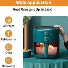 1/2个方形空气炸锅硅胶锅可重复使用空气炸锅内衬烤箱烘焙托盘家用厨房空气炸锅配件 7.67''x6.49''x1.96'' - 矽膠氣炸鍋內襯 - 查看 10