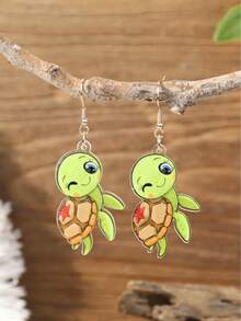 1 Pair Cute Cartoon Sea Turtle, Fruit, Bow Acrylic Earrings, Suitable For Women To Wear During Vacation And Music Festivals - Multicolor - View 7