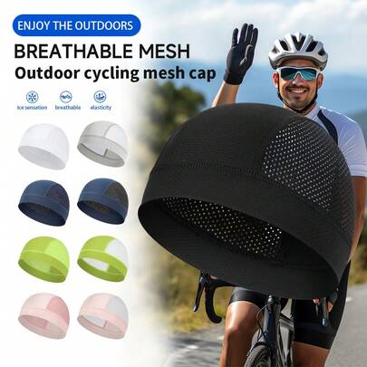 1顶春夏透气网眼骑行帽，男女通用吸汗运动头带，头盔内衬，适用于骑行、滑雪、跑步、健身、徒步、钓鱼等运动，舒适透气，户外运动礼品