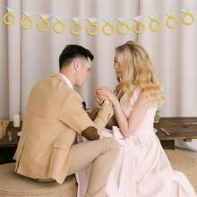 订婚派对装饰、单身派对装饰、闪亮订婚派对装饰、适合新婚夫妇的婚礼横幅、已婚标志背景 - 彩色 - 查看 8