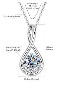XUJIA 1pc Women's 925 Sterling Silver Infinity Moissanite Necklace, 8mm-2ct Moissanite Pendant, Elegant Jewelry Suitable For Engagement, Wedding Anniversary, Party, Birthday And Other Occasions - PMO-061 - 查看 5