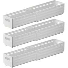 1/3个可伸缩塑料收纳盒，抽屉分隔器，衣柜整理架。餐具收纳托盘，置物篮。多功能桌面收纳盒，可收纳化妆品、文具、餐具、调料罐、内衣、袜子等。家居收纳整理用品。 - 白色 - 查看 12