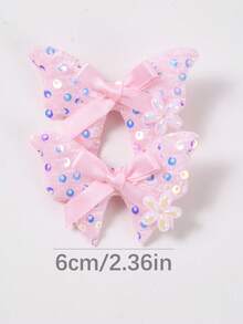 7pcs/Set Girls Colorful Sequin Fabric Butterfly Hair Clips, Minimalist Side Bangs Clips, Simple & Versatile, Suitable For Daily Use And Back To School