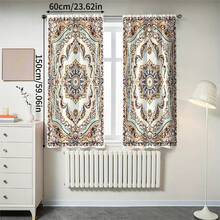 2pcs Bohemian Pattern Curtains, Digital Printed Retro Coffee Color Pattern, Privacy Protection Curtains Suitable For Bedroom, Living Room, Dining Room, Bar, Party, Dorm, Home Decor - Multicolor - View 10