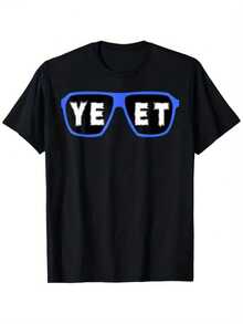 Camiseta con Cita Humorística Yeet 100% Algodón Cuello Redondo Manga Corta Unisex Perfecta para Halloween Acción de Gracias Navidad Regalo de San Valentín Camiseta Casual Negra - Negro - Ver 1