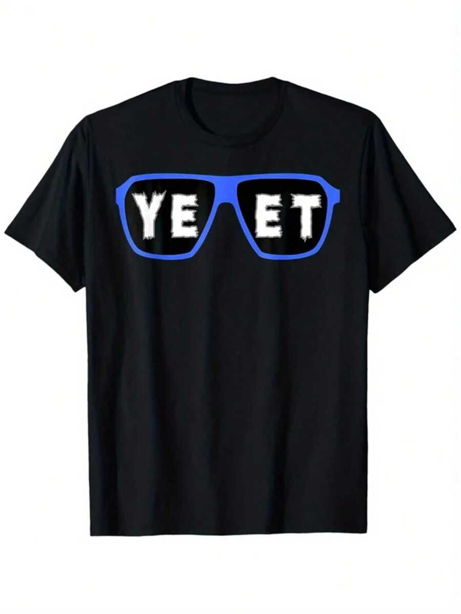 Camiseta con Cita Humorística Yeet 100% Algodón Cuello Redondo Manga Corta Unisex Perfecta para Halloween Acción de Gracias Navidad Regalo de San Valentín Camiseta Casual Negra - Negro - Ver 1