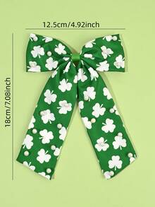 2pcs St. Patrick's Day Hair Bows For Girls Green Glitter Clover Pearl Alligator Clips Shamrock Print Bow Hair Clips Girls Festive Barrettes Lucky Clover Hairpins Teens Hair Accessories - Multicolor - View 9