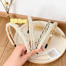 Bộ 7 chiếc, 5 chiếc, 3 chiếc băng đô giả ngọc trai, băng đô ngọc trai kiểu cổ điển thanh lịch và sang trọng, phụ kiện băng đô đa năng, quà tặng cho phái đẹp và quý cô, băng đô hoa quà tặng ngày Valentine, phụ kiện tóc làm đẹp tại nhà - trắng - Xem 5