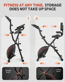 FLYBIRD Folding Exercise Bike, 5 IN 1 Stationary Bikes For Home 6.6 LBS Flywheel, 300LB Weight Capacity Back Support Cushion Indoor Workout Cycling Bike,Exercise Equipment,Exercise Bike For Home Gym - 黑色 - 查看 5