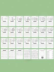 28 Pages Reusable Handwriting Practice Workbook, Math Practice Book, Magic Practice Notebook Set, Student Stationery, Back To School, Christmas Gift, Suitable As Learning Reward, Holiday Or Birthday Gift - Multicolor - View 8
