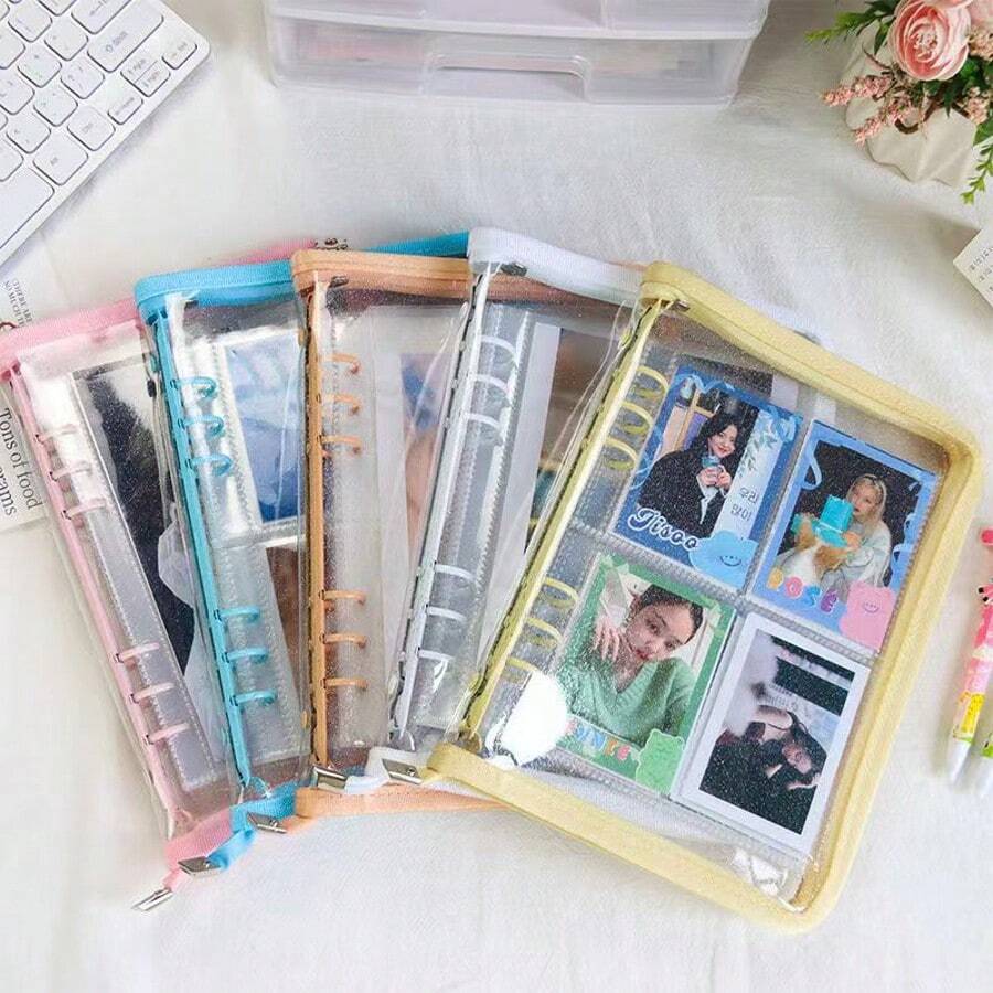 A5/A6 Multi-Color Zipper Binder, Refillable Pages, Suitable For School, Office, Planner, Travel Photo Album, Note-Taking, Creative Writing, DIY Scrapbook, Memo Pad, Travel Journal, Cash/Check Holder School Supplies - Multicolor - View 1