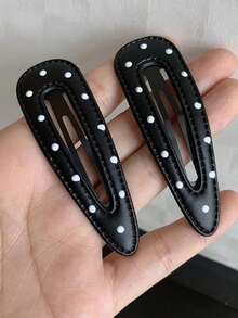 4/2pcs Fashionable Minimalist Elegant Versatile Black & White Polka Dot Hair Clips, Suitable For Women's Daily Wear, Gifts, Claw Clips, Hair Clips, Hair Slides, Hair Accessories, School Supplies - Multicolor - View 6