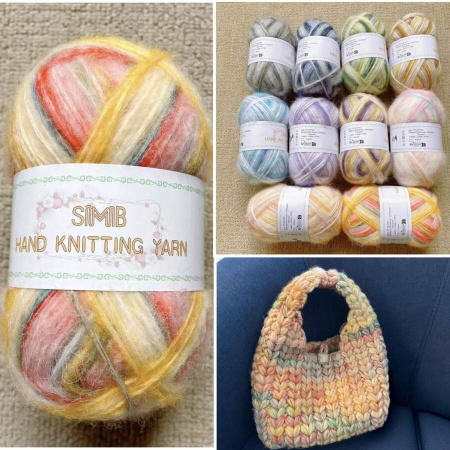 2pcs/Pack (100g/372yds) Handmade Multicolor Gradient Blended Knitted & Mohair Yarn, Soft & Non-Irritating, Fashionable & Versatile, Suitable For DIY Knitting & Crocheting Projects Like Bags, Hats, Scarves, Socks, Sweaters, Craft Decorations, Multiple Colors Available