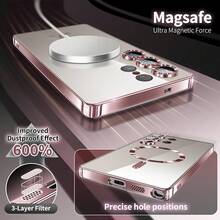 这款奢华磁吸无线充电手机壳兼容三星 Galaxy S25FE、A17、S25、S25Edge、S25Plus、S25Ultra、S24、S24Ultra、S24Plus、S24FE、S23FE、S23Ultra、S23Plus、S22Ultra、S20FE、S21FE、S21Ultra、A16、A26、A36、A56、A15、A25、A35、A55、A14、A34、A54、Note10、Note10Plus、Note20、Note20Ultra 等机型。采用透明防摔 TPU 材质，并带有镜头保护涂层。 - 玫瑰金 - 查看 8