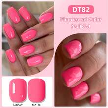MEET ACROSS 1 Bottle Neon Jelly Nail Polish, HEMA TPO FREE, 7ml, Bright Fluorescent Color, Long-Lasting Semi-Permanent Soak-Off UV Gel Nail Polish, Suitable For Spring/Summer Nail Art DIY, Home & Salon Manicure Supplies Nails - Red - View 5