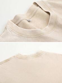 Vintage Washed T-Shirt | 100% Cotton Oversized Basic Tee | Retro Streetwear - Apricot - View 5