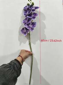 1/3支，长23.6英寸，丝滑质感人造蝴蝶兰花茎，仿真兰花，家居装饰桌面花艺摆设，派对装饰，人造植物，新年装饰，卧室装饰配件，家居装饰，房间装饰，场景布置，客厅卧室花瓶填充物，情人节装饰礼物，春季装饰 - 紫色 - 查看 2