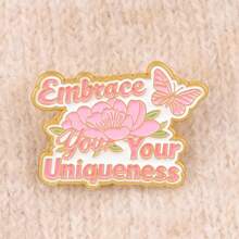 1pc Pink Quote Series Brooch, Unique Enamel Lapel Pin - Lovely Badge For Backpacks And Clothes, Valentine's Day Pink Gift - Pink - View 6