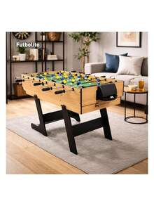 Mesa Multijuegos 5 en 1, Futbolito, Billar, Ping Pong, Boliche, Curling, Juegos Intercambiables para Adultos y Niños. Plegable. Bluelander - Marrón Mocha - Ver 5