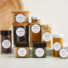 144 piezas/8 hojas Etiquetas blancas impermeables para especias, etiquetas de clasificación de condimentos, pegatinas redondas de 3,8 cm - Multicolor - Ver 3