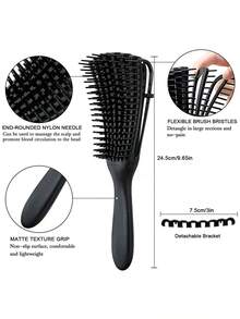 6pcs Comb Set, Including Wide Toothed Comb, Nine Row Brush, Massage Comb, Pointed Tail Comb, Bangs Comb, Styling Comb, Suitable For All Hair Types, Effectively Unclogging Tangled Hair. - Black - View 3