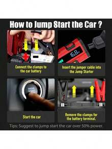 4000mAh High-Power Portable Car Jump Starter - Fast Charging, 12V/5000A 10L GAS Sel Auto Battery Booster, Emergency Ignition, Multi-Device Compatible With Cars, Motorcycles, Trucks, SUVs With Emergency Hammer & LED Flashlight - Multicolor - View 5