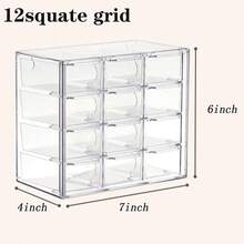 1pc Transparent Multi-Compartment Contact Lens/Jewelry Storage Box, Drawer Style Organizer, Dust-Proof Clear Case - Clear - View 9